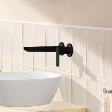 Baterie lavoar Hansgrohe Rebris EcoSmart, pipa 200 mm, negru mat - 72528670