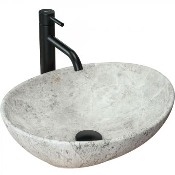 Lavoar cu efect de piatra pe blat REA Sofia 41 cm Light Stone Mat