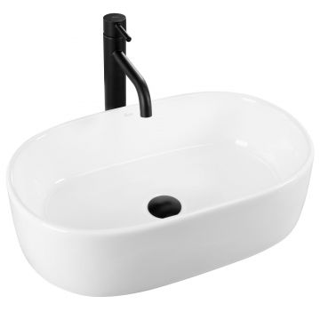 Lavoar pe blat ceramic Rea Alma  , 57x36 cm, alb lucios