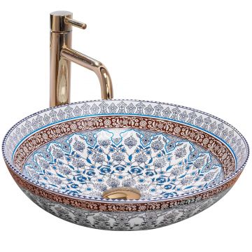 Lavoar pe blat ceramic Rea Arte, 40 cm, albastru