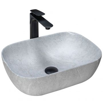 Lavoar pe blat ceramic Rea Livia  , 46.5x33.5 cm,  gri