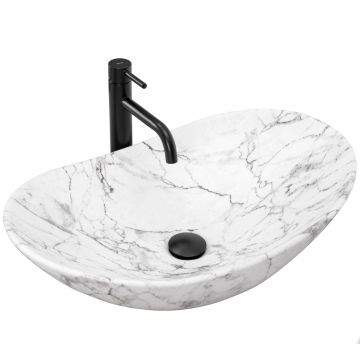Lavoar pe blat ceramic Rea Royal , 60.5 cm, imitatie piatra