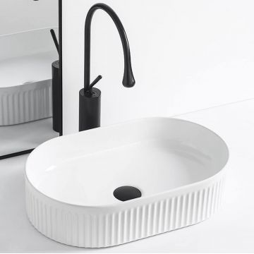 Lavoar pe blat ceramic Rea Vanda  , 49x31 cm,  alb