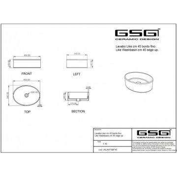 Lavoar GSG Like Edge Up, 45 cm alb - Dimensiune 45cm