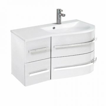 Mobilier baie suspendat Oristo Opal de dreapta 90 cm, alb lucios - Dimensiune 90 cm
