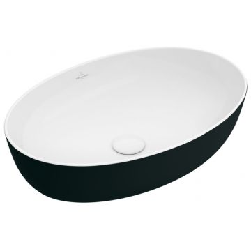 Lavoar tip bol Villeroy & Boch Artis 61x41cm  fara orificiu baterie  fara preaplin  montare pe blat  Coal Black