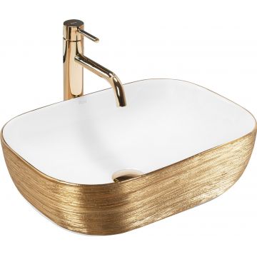 Lavoar ceramic pe blat Rea Belinda, 46.5x33 cm, auriu