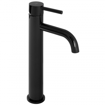 Baterie pentru lavoar Rea Lungo High, negru lucios
