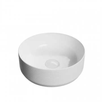 Lavoar baie Foglia, rotund, pe blat, alb, ventil inclus, 358x358 mm