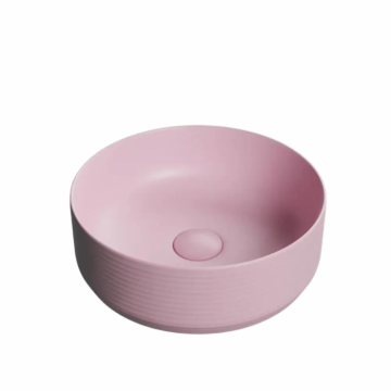Lavoar Foglia rotund pe blat roz mat, ventil inclus, 35.8x35.8 cm