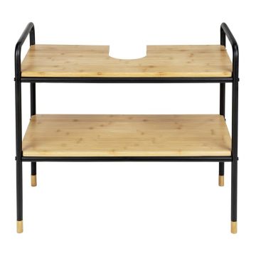 Dulap sub chiuvetă negru/natural din bambus 70x60 cm Loft – Wenko