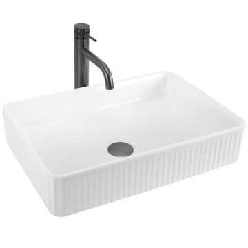 Lavoar baie pe blat dreptunghiular 50 cm ceramic alb lucios – Rea Fiorella