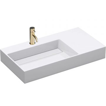Lavoar baie pe blat dreptunghiular 75 cm conglomerat alb lucios – Rea Archi