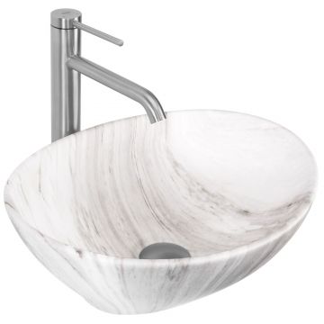 Lavoar baie pe blat oval 41 cm ceramic imitație piatră mat – Rea Sofia Ash Matt