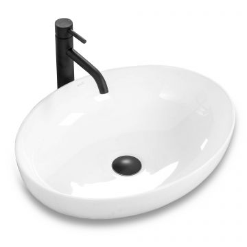 Lavoar baie pe blat oval 51 cm ceramic alb lucios – Rea Carola Slim