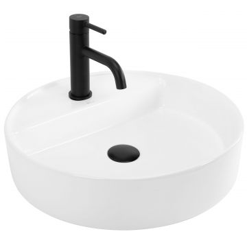 Lavoar baie pe blat rotund 45 cm ceramic alb lucios – Rea Ronda