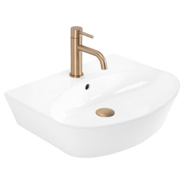 Lavoar baie pe blat semicircular 52 cm ceramic alb lucios – Rea Kim 52