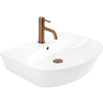 Lavoar baie pe blat semicircular 60 cm ceramic alb lucios – Rea Kim 60