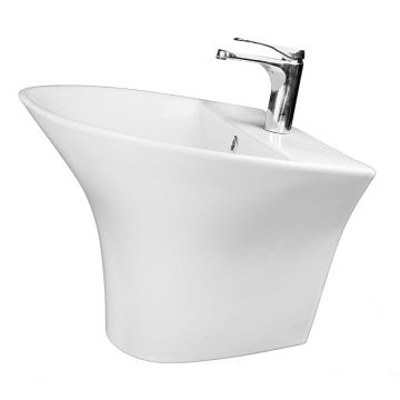 Lavoar Cassio 56, Fluminia, semirotund, 56.5x49.5 cm, alb