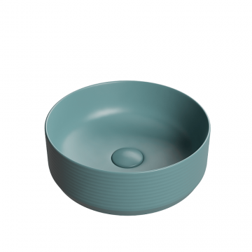 Lavoar Foglia rotund pe blat verde mat, ventil inclus, 35x35 cm