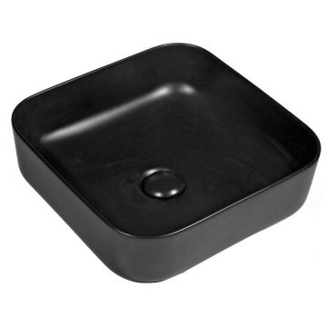 Lavoar pe blat Andra Fluminia, 38.5x38.5 cm, negru mat