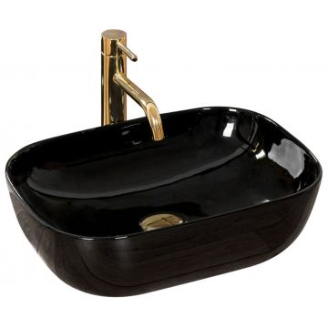 Lavoar pe blat, ceramic, Rea Belinda, 46.5 cm, negru lucios