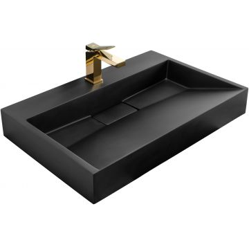 Lavoar pe blat, ceramic, Rea Goya, 100 cm, negru mat