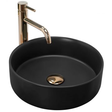 Lavoar pe blat, ceramic, Rea Sami, 36 cm, negru mat