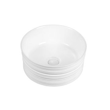 Lavoar pe blat Fluminia, My circle, rotund, 41 cm, cu ventil inclus, alb