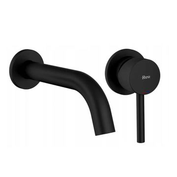 Baterie incastrata, Rea Lungo+ box, din alama sanitara, negru mat