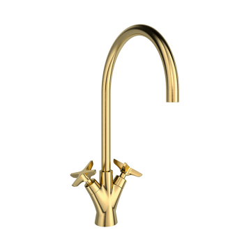 Baterie lavoar, Adagio, fara ventil, dubla comanda, auriu periat, Ramon Soler