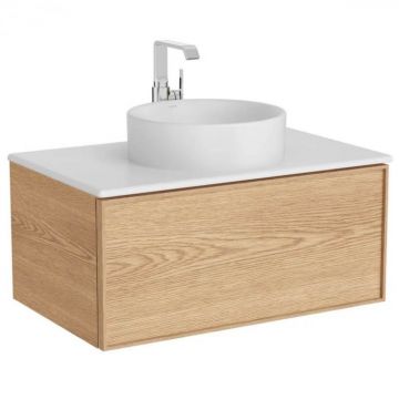 Edge Unitate de baza lavoar baie 80cm, cu 1 drawer, cu lavoar tip bol blat ceramica baie, light oak, cu alb mat counter   67345