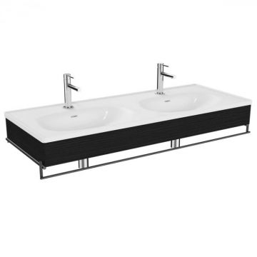 Equal Unitate de baza lavoar baie 130cm, cu lavoar dublu, cu suport pentru prosop baie, patterned negru oak   64097