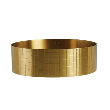 Lavoar de baie Ardessa, pe blat, rotund, din otel inoxidabil, 40 cm, auriu, Elysium