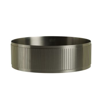 Lavoar de baie Ardessa, pe blat, rotund, din otel inoxidabil, 40 cm, gri, Elysium