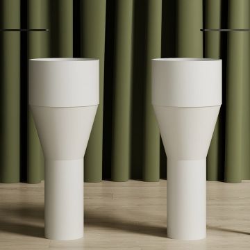 Lavoar de baie, freestanding, 36 cm, rotund, din compozit, alb mat, MonBlari