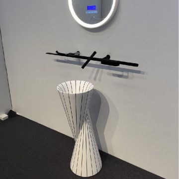 Lavoar de baie, freestanding, 36x36 cm, rotund conic, din compozit, alb, MonBlari Swing