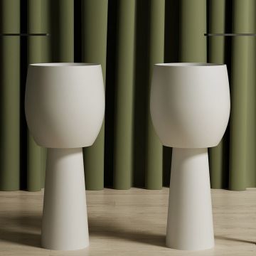 Lavoar de baie, freestanding, 40 cm, rotund, din compozit, alb mat, MonBlari