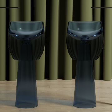 Lavoar de baie, freestanding, 40 cm, rotund, din rasina, albastru deschis transparent, MonBlari