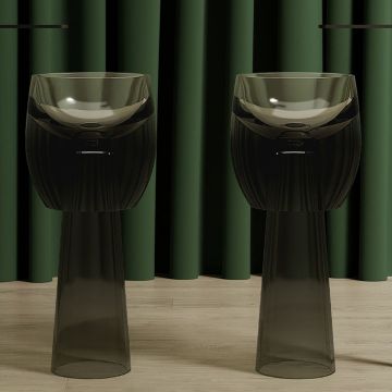 Lavoar de baie, freestanding, 40 cm, rotund, din rasina, gri transparent, MonBlari