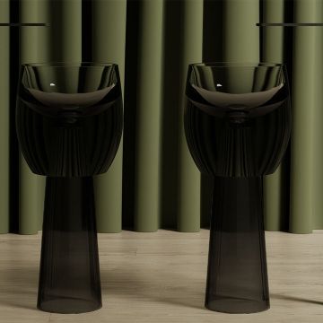 Lavoar de baie, freestanding, 40 cm, rotund, din rasina, negru transparent, MonBlari