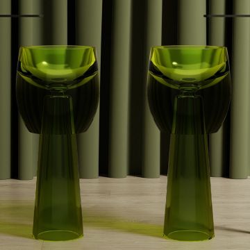 Lavoar de baie, freestanding, 40 cm, rotund, din rasina, verde transparent, MonBlari