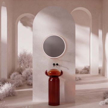 Lavoar de baie, freestanding, 45x45 cm, rotund, din rasina, caramiziu, MonBlari Flower