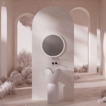 Lavoar de baie, freestanding, 45x45 cm, rotund floral, din compozit, alb, MonBlari Flower