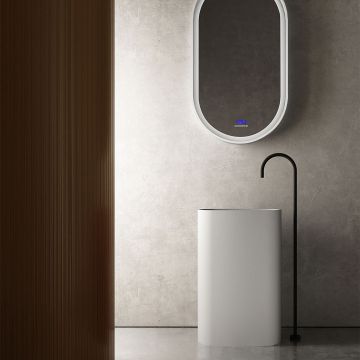 Lavoar de baie, freestanding, 55 cm, oval, din compozit, alb mat, MonBlari