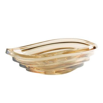 Lavoar de baie Glami, pe blat, oval, din sticla, 50 cm, transparent, Elysium