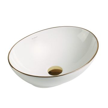 Lavoar de baie Inari, pe blat, oval, din ceramica sanitara, 41 cm, imitatie marmura Blue vein, Elysium Lavoar de baie Inari, pe blat, oval, din ceramica sanitara, 41 cm, imitatie marmura Blue vein, Elysium