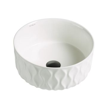 Lavoar de baie Indigo, pe blat, rotund, din ceramica sanitara, 37 cm, alb lucios, Elysium Lavoar de baie Indigo, pe blat, rotund, din ceramica sanitara, 37 cm, alb lucios, Elysium