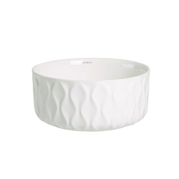 Lavoar de baie Indigo, pe blat, rotund, din ceramica sanitara, 37 cm, alb lucios, Elysium