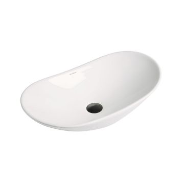 Lavoar de baie Lleida, pe blat, oval, din ceramica sanitara, 61.5 cm, alb lucios, Elysium